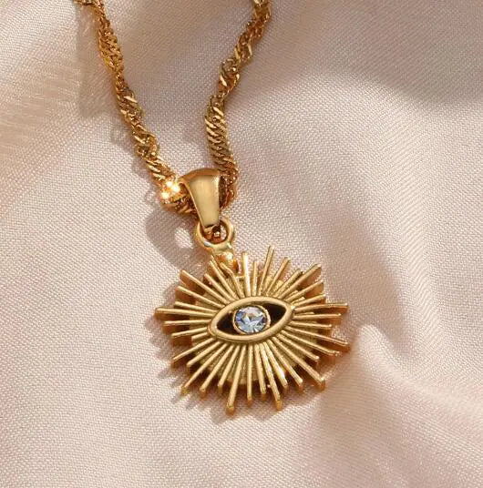 Devil's Eye Pendant Necklace with Stainless Steel Chain