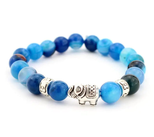 Lava Stone Bracelet, Natural Agate Elephant Bracelet